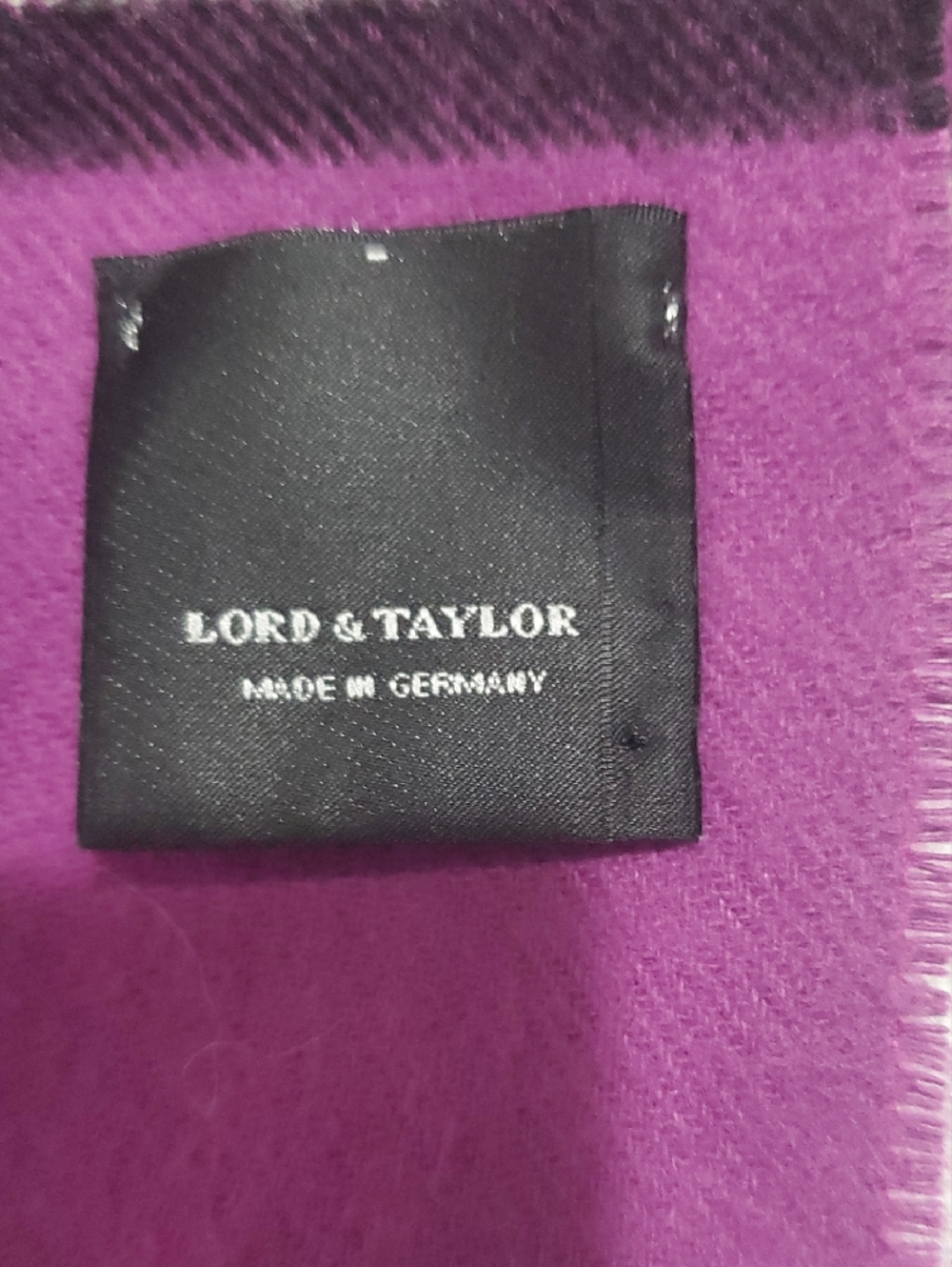 Lord & Taylor Purple Plaid Fringe Scarf - Picture 2 of 3